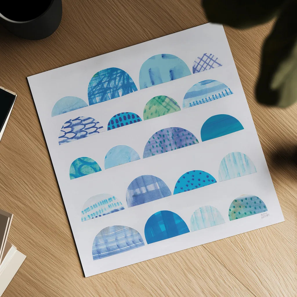 Half Moon Abstract I by Melissa Averinos. Shown as a detailed flat fine art print, highlighting archival giclee quality. Available as an archival giclee rolled canvas, fine art paper, or poster print. SKU 32875a.