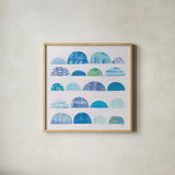 Half Moon Abstract I by Melissa Averinos. Shown in a natural wood glass frame for a timeless modern aesthetic. Available as an archival giclee rolled canvas, fine art paper, or poster print. SKU 32875a.