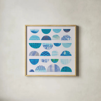 Half Moon Abstract II by Melissa Averinos. Shown in a natural wood glass frame for a timeless modern aesthetic. Available as an archival giclee rolled canvas, fine art paper, or poster print. SKU 32876a.