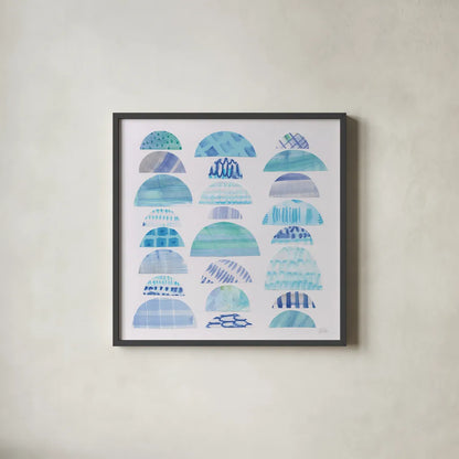 Half Moon Abstract III by Melissa Averinos. Shown in a sleek black glass frame for a contemporary gallery look. Available as an archival giclee rolled canvas, fine art paper, or poster print. SKU 32877a.