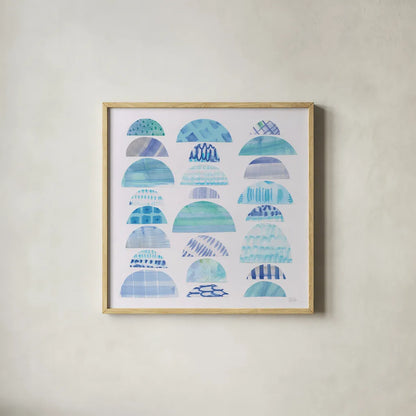 Half Moon Abstract III by Melissa Averinos. Shown in a natural wood glass frame for a timeless modern aesthetic. Available as an archival giclee rolled canvas, fine art paper, or poster print. SKU 32877a.