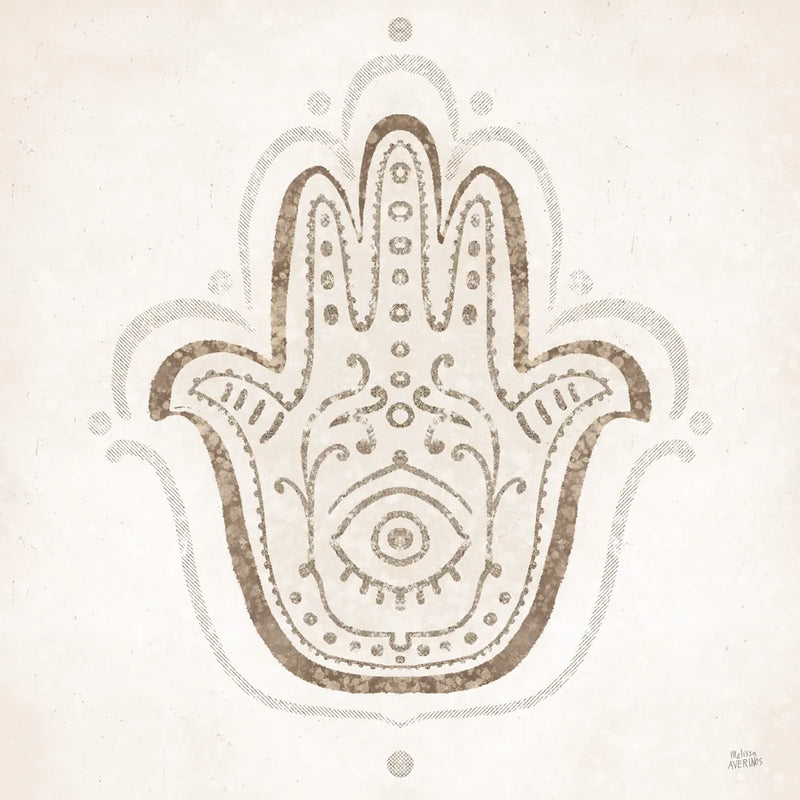Hamsa Amulet by Melissa Averinos. SKU 64428a. Archival Giclee Fine art print for wall decor.
