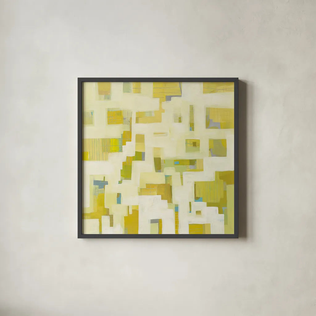 Harbor Windows III by Melissa Averinos. Shown in a sleek black glass frame for a contemporary gallery look. Available as an archival giclee rolled canvas, fine art paper, or poster print. SKU 24992a.