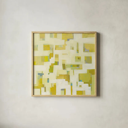 Harbor Windows III by Melissa Averinos. Shown in a natural wood glass frame for a timeless modern aesthetic. Available as an archival giclee rolled canvas, fine art paper, or poster print. SKU 24992a.