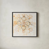 Henna Mandala I by Melissa Averinos. Shown in a sleek black glass frame for a contemporary gallery look. Available as an archival giclee rolled canvas, fine art paper, or poster print. SKU 29111a.