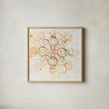Henna Mandala I by Melissa Averinos. Shown in a natural wood glass frame for a timeless modern aesthetic. Available as an archival giclee rolled canvas, fine art paper, or poster print. SKU 29111a.