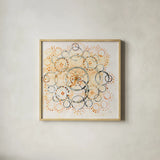 Henna Mandala II by Melissa Averinos. Shown in a natural wood glass frame for a timeless modern aesthetic. Available as an archival giclee rolled canvas, fine art paper, or poster print. SKU 29112a.