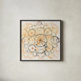 Henna Mandala II Crop by Melissa Averinos. Shown in a sleek black glass frame for a contemporary gallery look. Available as an archival giclee rolled canvas, fine art paper, or poster print. SKU 29698a.