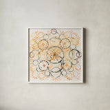 Henna Mandala II Crop by Melissa Averinos. Shown in a crisp white glass frame for a clean and minimalist style. Available as an archival giclee rolled canvas, fine art paper, or poster print. SKU 29698a.