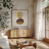In Good Company I by Melissa Averinos. Shown in a natural wood frame in a cozy modern living room. Available as an archival giclee rolled canvas, fine art paper, or poster print. SKU 57298a.