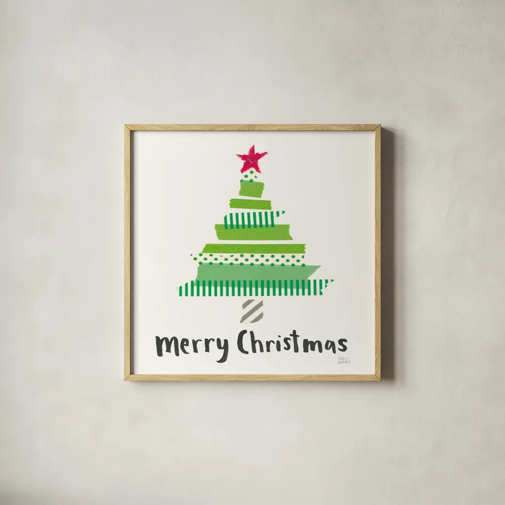 Joyful Season I by Melissa Averinos. Shown in a natural wood glass frame for a timeless modern aesthetic. Available as an archival giclee rolled canvas, fine art paper, or poster print. SKU 35342a.