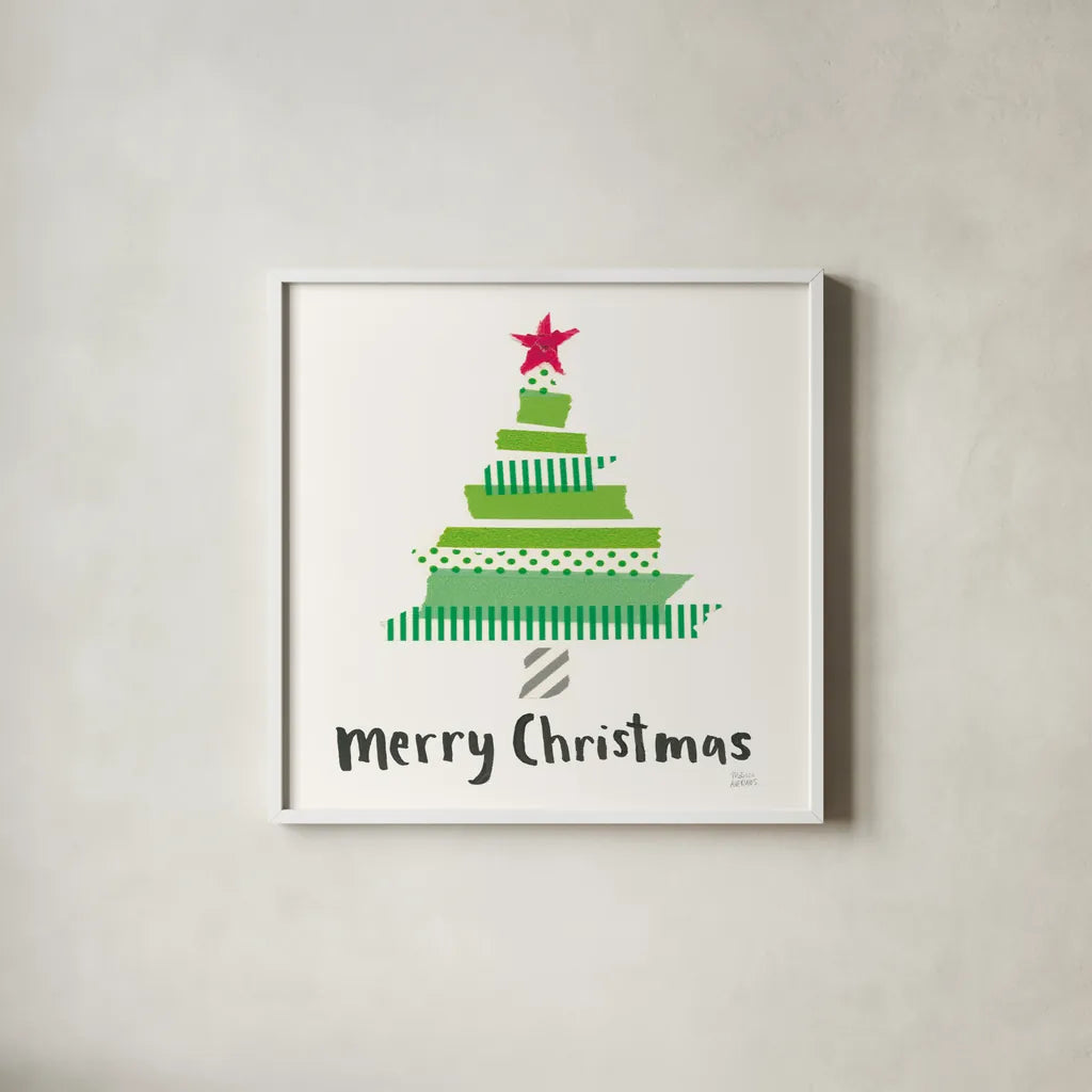 Joyful Season I by Melissa Averinos. Shown in a crisp white glass frame for a clean and minimalist style. Available as an archival giclee rolled canvas, fine art paper, or poster print. SKU 35342a.