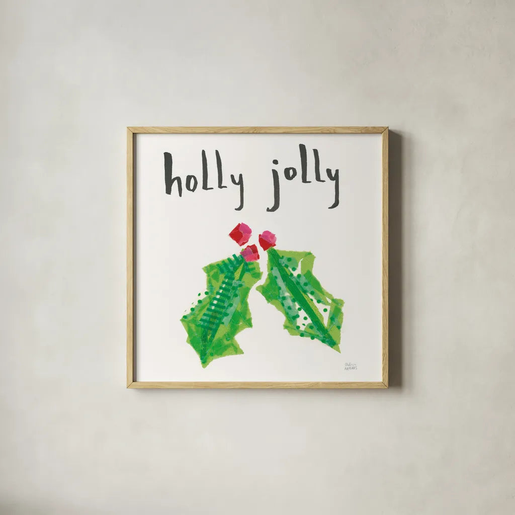 Joyful Season II by Melissa Averinos. Shown in a natural wood glass frame for a timeless modern aesthetic. Available as an archival giclee rolled canvas, fine art paper, or poster print. SKU 35343a.