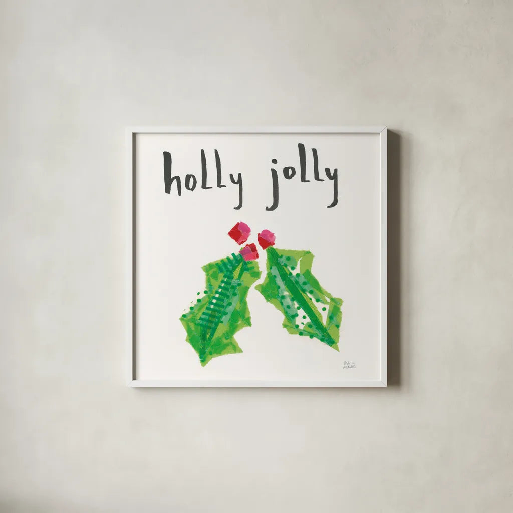 Joyful Season II by Melissa Averinos. Shown in a crisp white glass frame for a clean and minimalist style. Available as an archival giclee rolled canvas, fine art paper, or poster print. SKU 35343a.