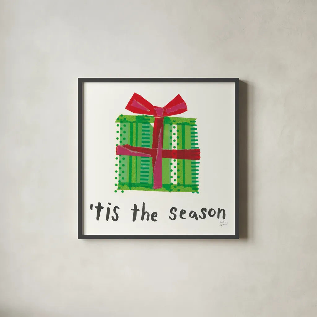 Joyful Season III by Melissa Averinos. Shown in a sleek black glass frame for a contemporary gallery look. Available as an archival giclee rolled canvas, fine art paper, or poster print. SKU 35344a.