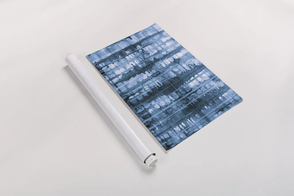 Kanari I Indigo by Melissa Averinos. shown as a rolled paper print. Available as archival giclee rolled canvas, fine art paper, or poster print. SKU 43113h.