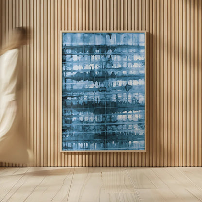 Kanari I Indigo by Melissa Averinos. shown as over sized large wall art. Available as an archival giclee rolled canvas, fine art paper, or poster print. SKU 43113h.