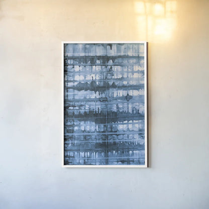 Kanari I Indigo by Melissa Averinos. shown as a paper print in a white frame. Available as a archival giclee rolled canvas, fine art paper, or poster print. SKU 43113h.