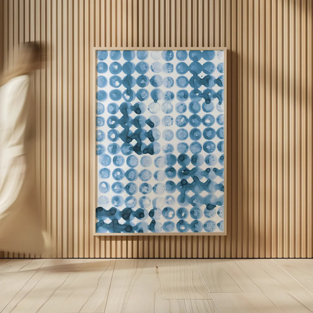 Kanari III Indigo by Melissa Averinos. shown as over sized large wall art. Available as an archival giclee rolled canvas, fine art paper, or poster print. SKU 43115h.