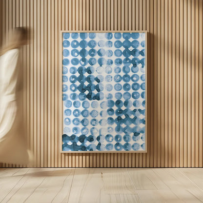 Kanari III Indigo by Melissa Averinos. shown as over sized large wall art. Available as an archival giclee rolled canvas, fine art paper, or poster print. SKU 43115h.