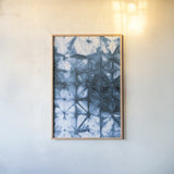 Kanari IV Indigo by Melissa Averinos. shown as a paper print in a natural frame. Available as a archival giclee rolled canvas, fine art paper, or poster print. SKU 43116h.