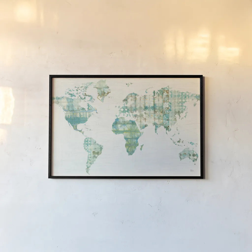 Kanari Map by Melissa Averinos. shown as a paper print in a black flame. Available as a archival giclee rolled canvas, fine art paper, or poster print. SKU 43215i.