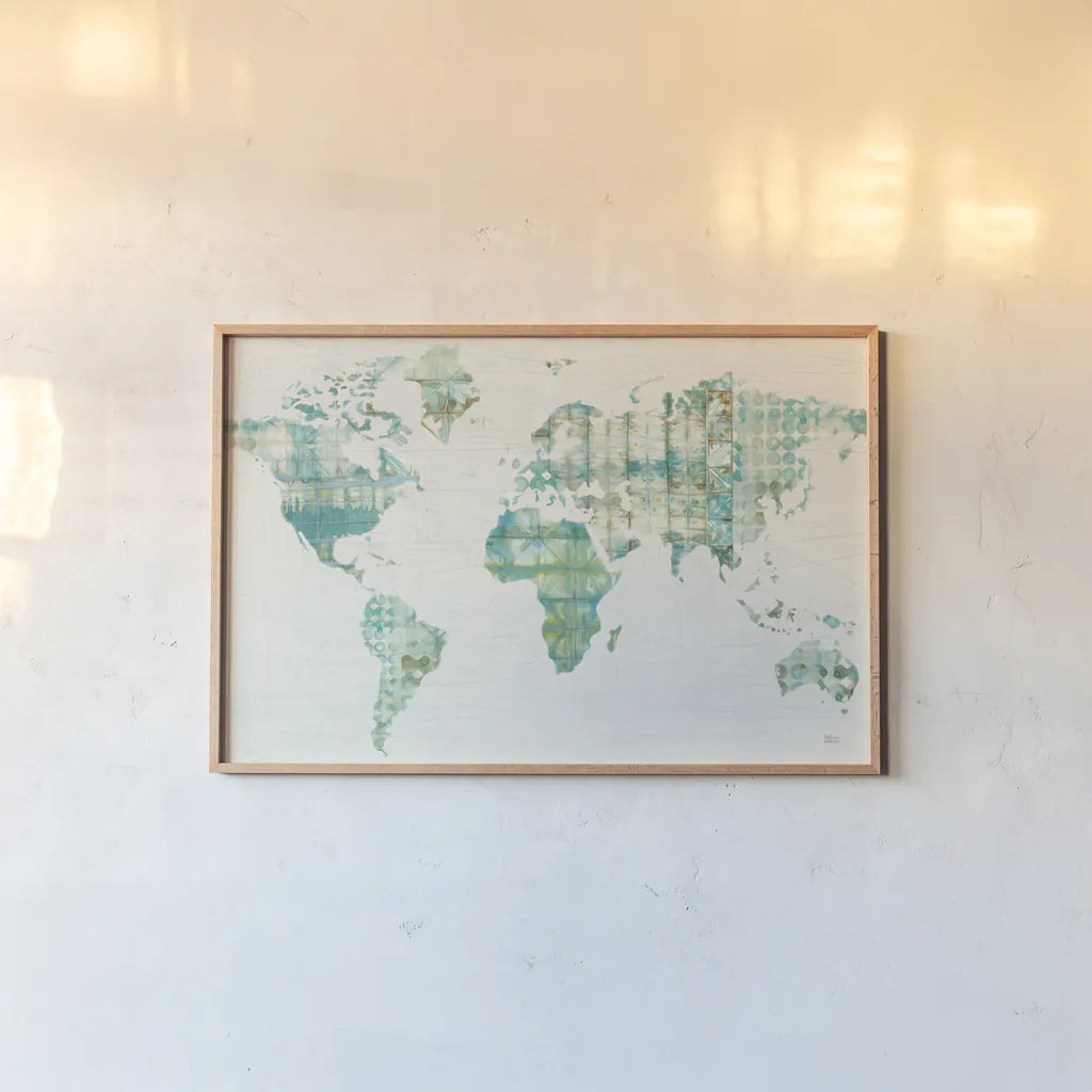 Kanari Map by Melissa Averinos. shown as a paper print in a natural frame. Available as a archival giclee rolled canvas, fine art paper, or poster print. SKU 43215i.