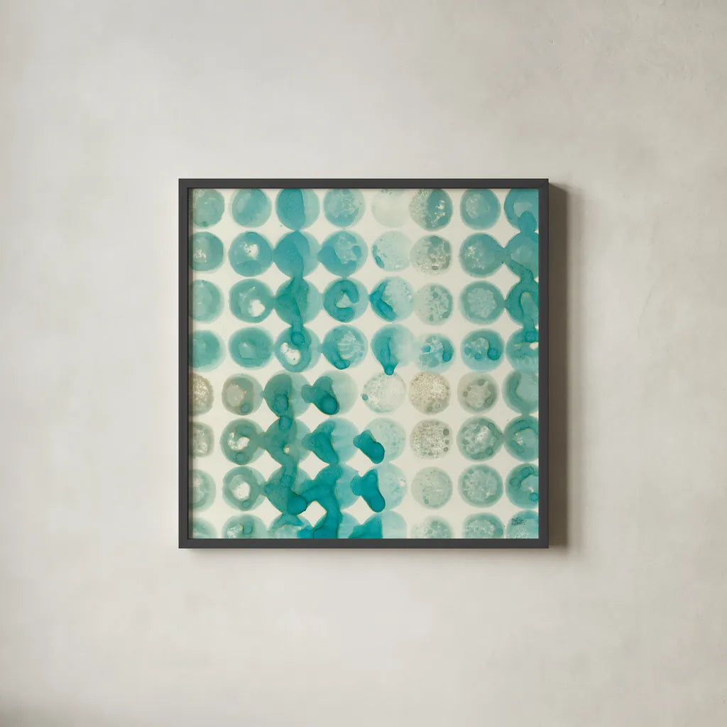 Kanari Square I by Melissa Averinos. Shown in a sleek black glass frame for a contemporary gallery look. Available as an archival giclee rolled canvas, fine art paper, or poster print. SKU 42880a.