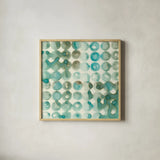 Kanari Square II by Melissa Averinos. Shown in a natural wood glass frame for a timeless modern aesthetic. Available as an archival giclee rolled canvas, fine art paper, or poster print. SKU 42881a.