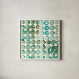 Kanari Square II by Melissa Averinos. Shown in a crisp white glass frame for a clean and minimalist style. Available as an archival giclee rolled canvas, fine art paper, or poster print. SKU 42881a.