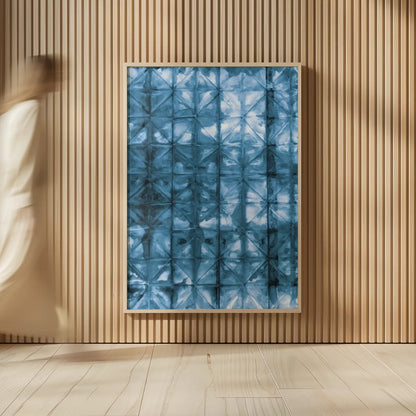 Kanari V Indigo by Melissa Averinos. shown as over sized large wall art. Available as an archival giclee rolled canvas, fine art paper, or poster print. SKU 43117h.