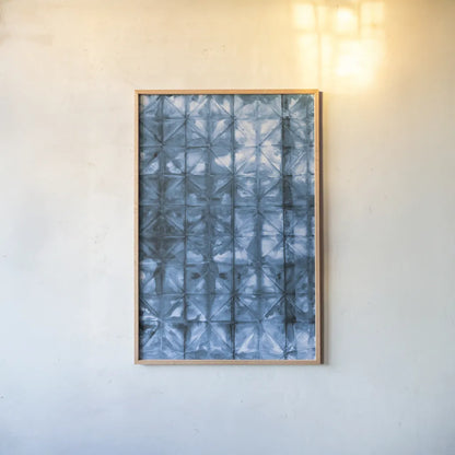Kanari V Indigo by Melissa Averinos. shown as a paper print in a natural frame. Available as a archival giclee rolled canvas, fine art paper, or poster print. SKU 43117h.