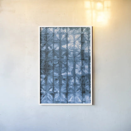 Kanari V Indigo by Melissa Averinos. shown as a paper print in a white frame. Available as a archival giclee rolled canvas, fine art paper, or poster print. SKU 43117h.