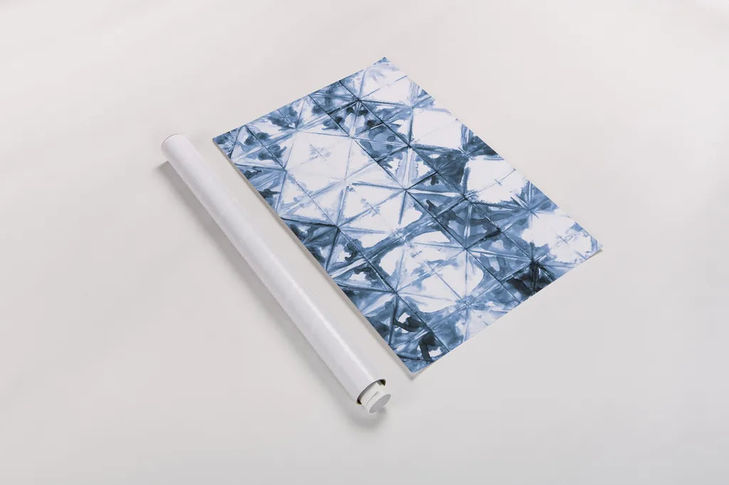 Kanari VI Indigo by Melissa Averinos. shown as a rolled paper print. Available as archival giclee rolled canvas, fine art paper, or poster print. SKU 43118h.