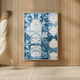 Kanari VI Indigo by Melissa Averinos. shown as over sized large wall art. Available as an archival giclee rolled canvas, fine art paper, or poster print. SKU 43118h.