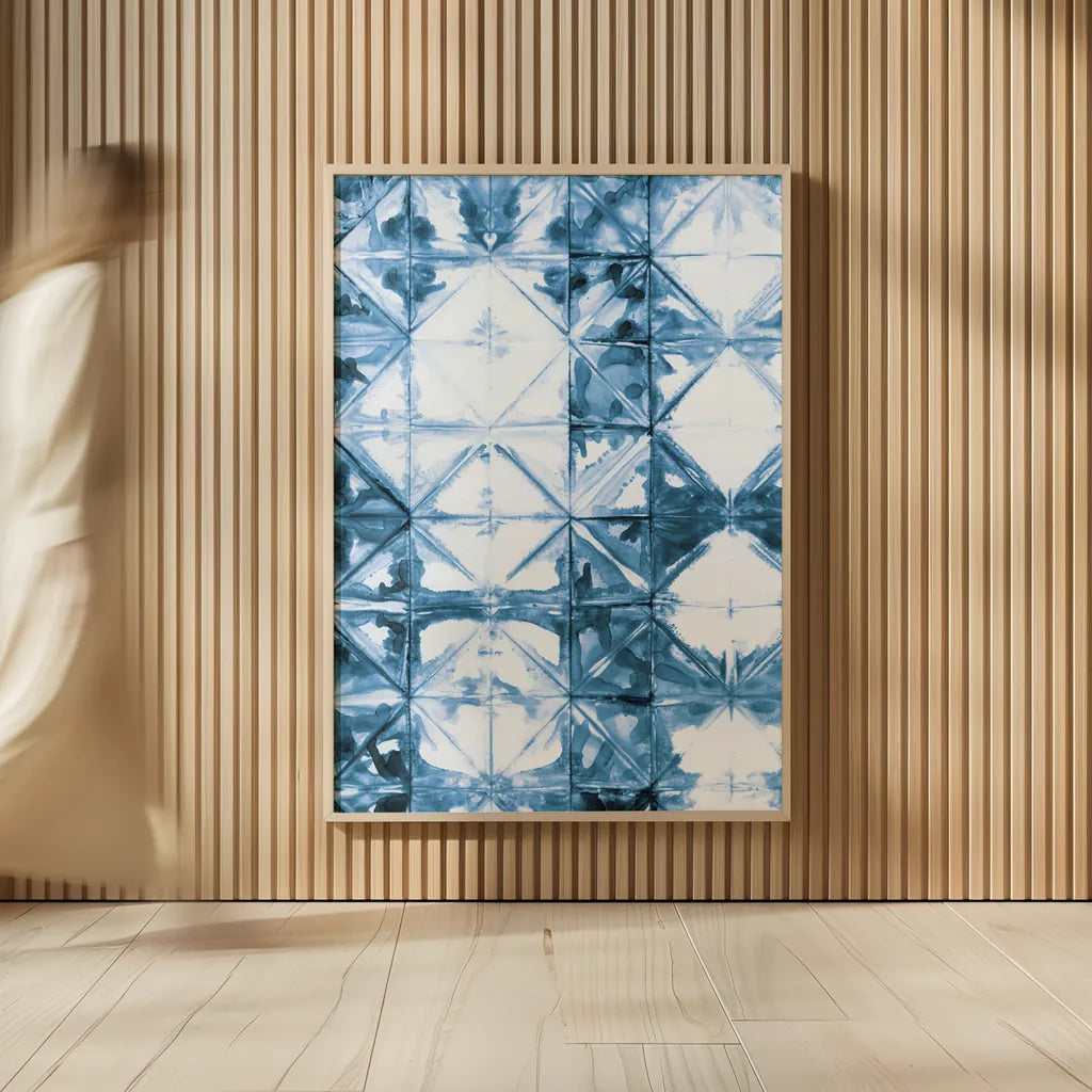 Kanari VI Indigo by Melissa Averinos. shown as over sized large wall art. Available as an archival giclee rolled canvas, fine art paper, or poster print. SKU 43118h.