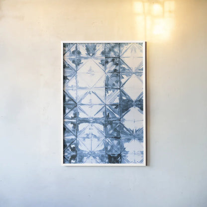 Kanari VI Indigo by Melissa Averinos. shown as a paper print in a white frame. Available as a archival giclee rolled canvas, fine art paper, or poster print. SKU 43118h.