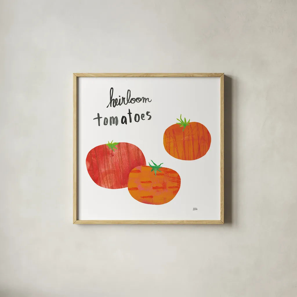 Kitchen Garden II by Melissa Averinos. Shown in a natural wood glass frame for a timeless modern aesthetic. Available as an archival giclee rolled canvas, fine art paper, or poster print. SKU 33385a.