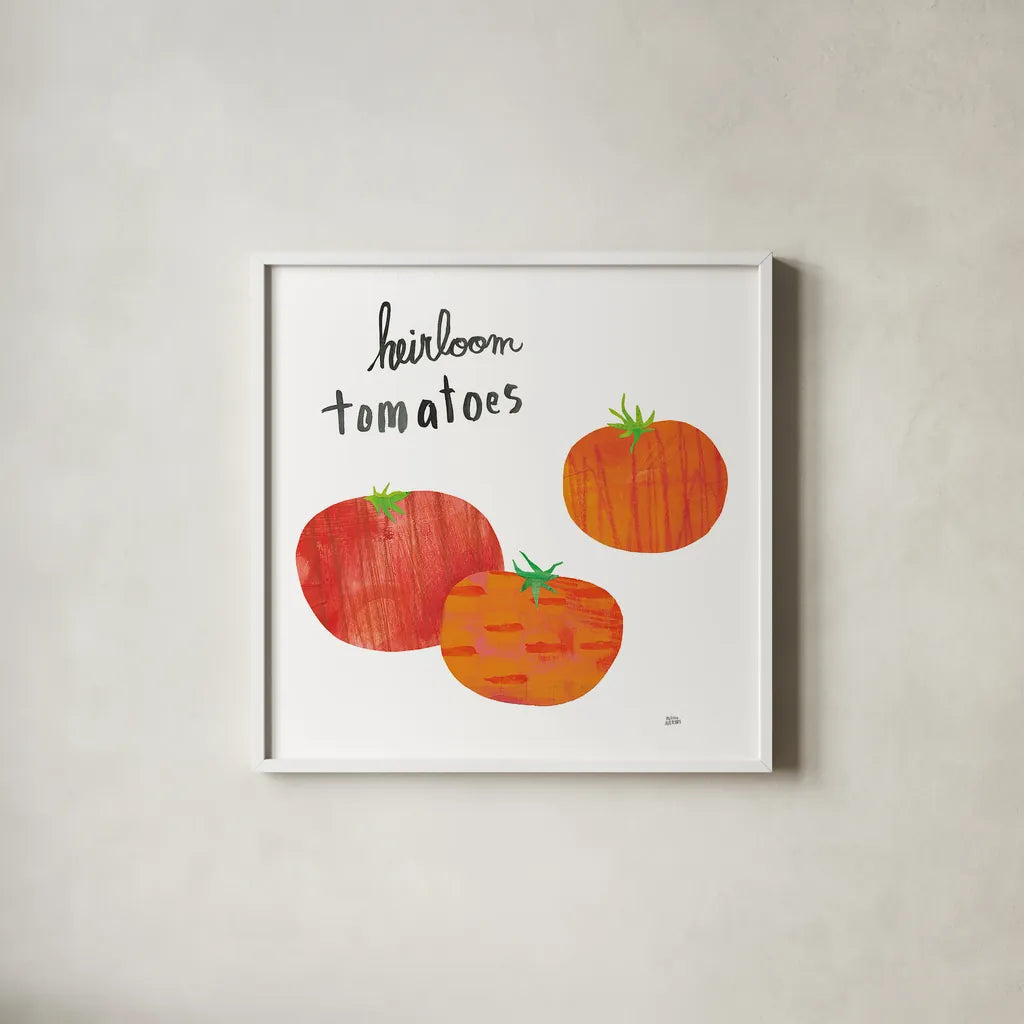 Kitchen Garden II by Melissa Averinos. Shown in a crisp white glass frame for a clean and minimalist style. Available as an archival giclee rolled canvas, fine art paper, or poster print. SKU 33385a.