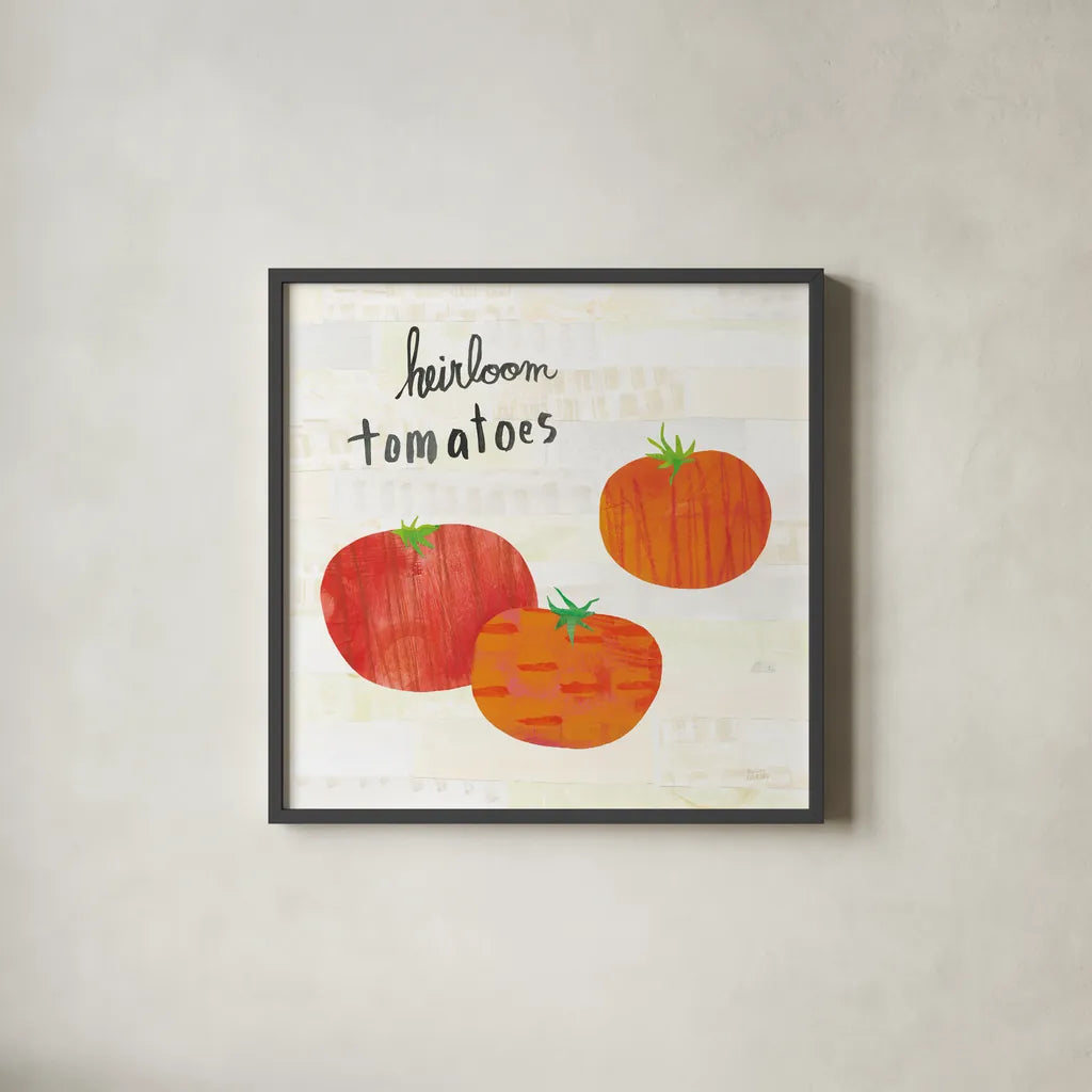 Kitchen Garden II Cream by Melissa Averinos. Shown in a sleek black glass frame for a contemporary gallery look. Available as an archival giclee rolled canvas, fine art paper, or poster print. SKU 35523a.