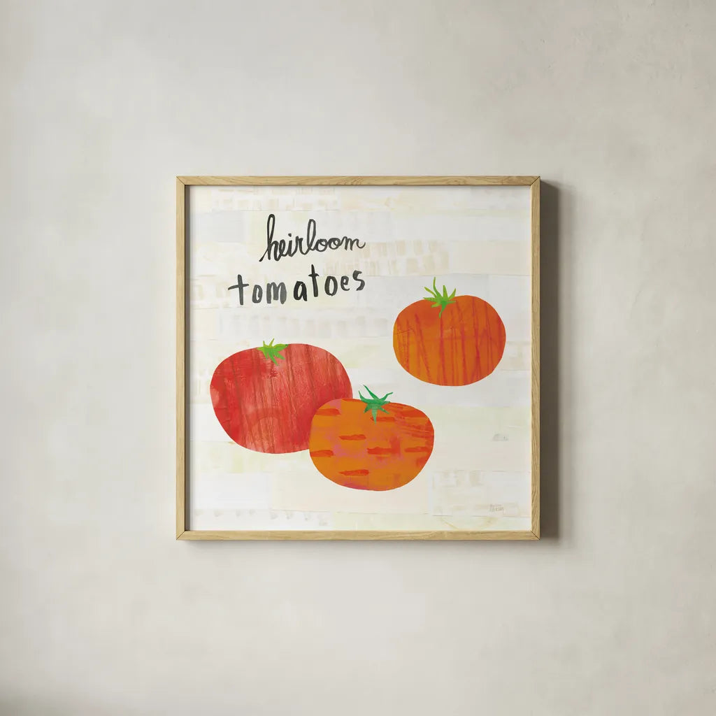 Kitchen Garden II Cream by Melissa Averinos. Shown in a natural wood glass frame for a timeless modern aesthetic. Available as an archival giclee rolled canvas, fine art paper, or poster print. SKU 35523a.