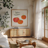 Kitchen Garden II Cream by Melissa Averinos. Shown in a natural wood frame in a cozy modern living room. Available as an archival giclee rolled canvas, fine art paper, or poster print. SKU 35523a.