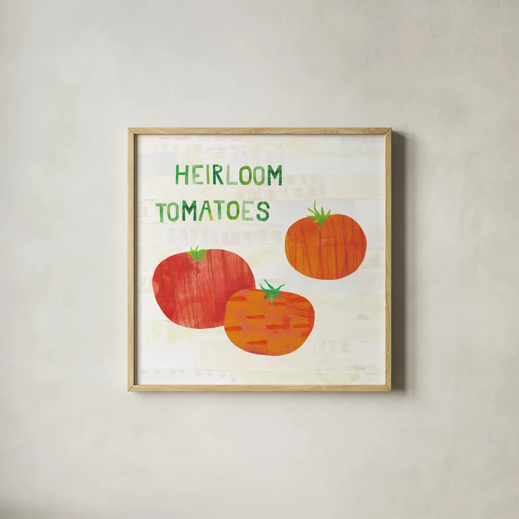 Kitchen Garden II v2 by Melissa Averinos. Shown in a natural wood glass frame for a timeless modern aesthetic. Available as an archival giclee rolled canvas, fine art paper, or poster print. SKU 56979a.