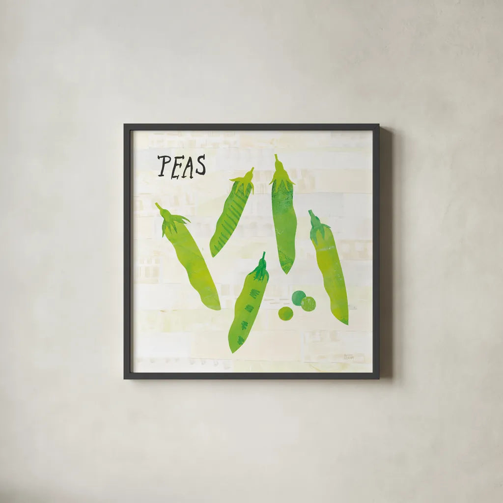 Kitchen Garden III Cream by Melissa Averinos. Shown in a sleek black glass frame for a contemporary gallery look. Available as an archival giclee rolled canvas, fine art paper, or poster print. SKU 35524a.