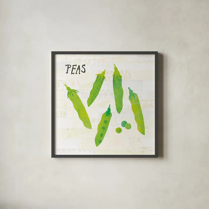 Kitchen Garden III Cream by Melissa Averinos. Shown in a sleek black glass frame for a contemporary gallery look. Available as an archival giclee rolled canvas, fine art paper, or poster print. SKU 35524a.