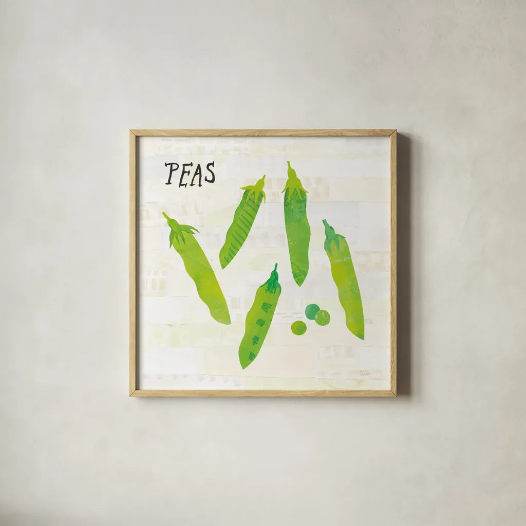 Kitchen Garden III Cream by Melissa Averinos. Shown in a natural wood glass frame for a timeless modern aesthetic. Available as an archival giclee rolled canvas, fine art paper, or poster print. SKU 35524a.