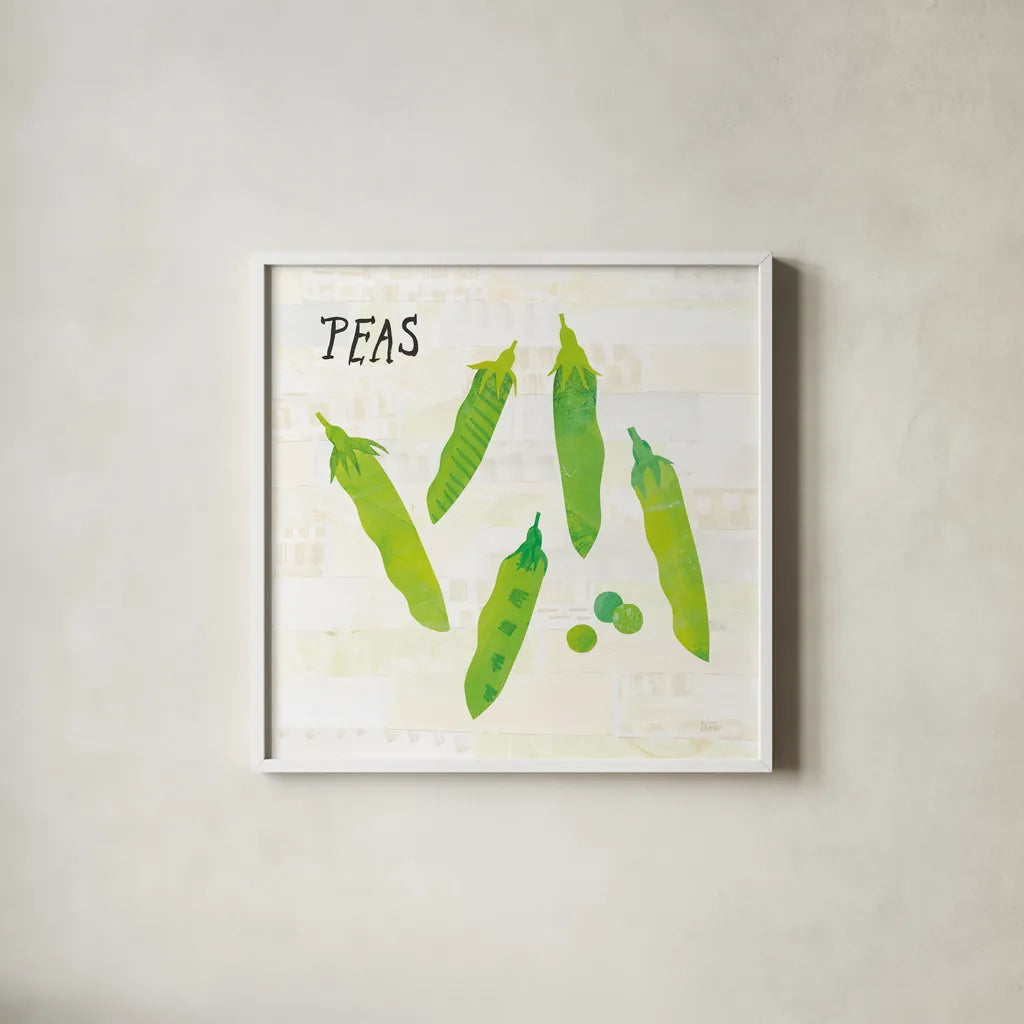 Kitchen Garden III Cream by Melissa Averinos. Shown in a crisp white glass frame for a clean and minimalist style. Available as an archival giclee rolled canvas, fine art paper, or poster print. SKU 35524a.