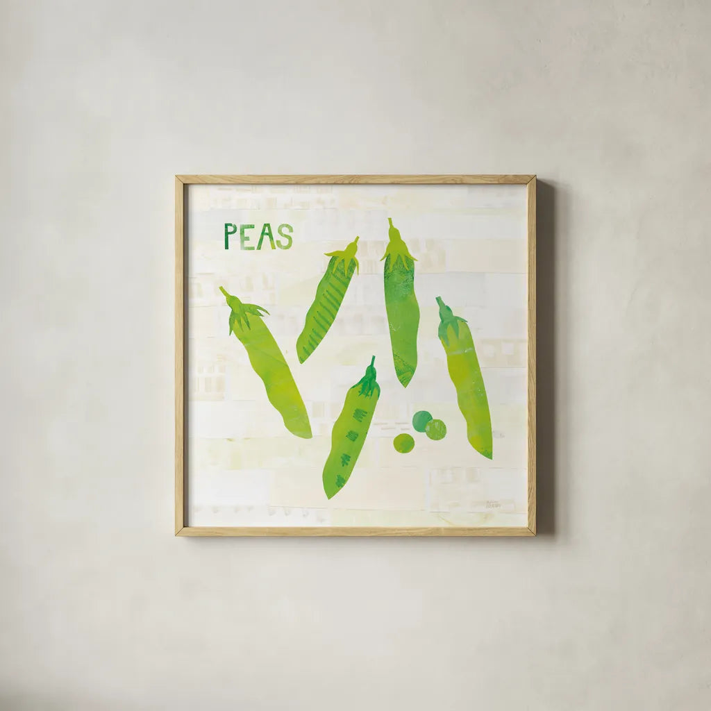 Kitchen Garden III v2 by Melissa Averinos. Shown in a natural wood glass frame for a timeless modern aesthetic. Available as an archival giclee rolled canvas, fine art paper, or poster print. SKU 56980a.