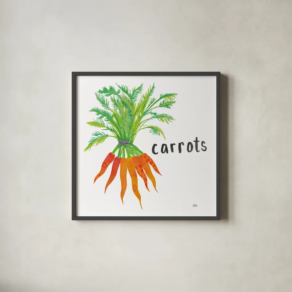Kitchen Garden IV by Melissa Averinos. Shown in a sleek black glass frame for a contemporary gallery look. Available as an archival giclee rolled canvas, fine art paper, or poster print. SKU 33387a.