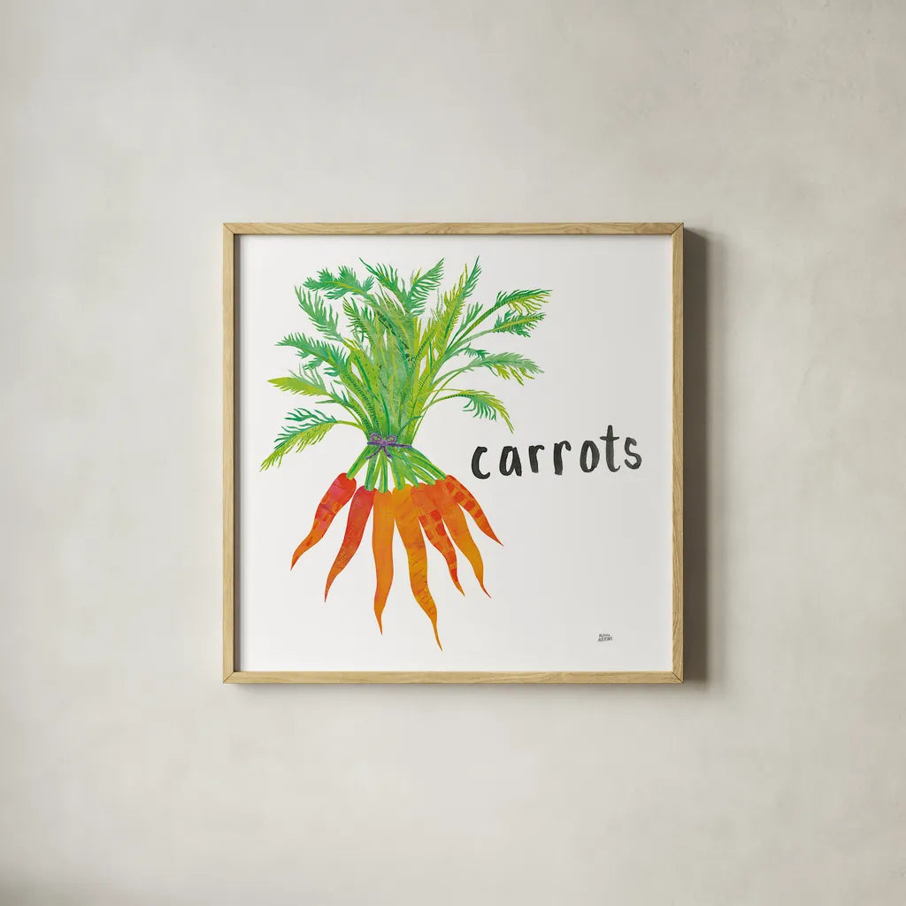 Kitchen Garden IV by Melissa Averinos. Shown in a natural wood glass frame for a timeless modern aesthetic. Available as an archival giclee rolled canvas, fine art paper, or poster print. SKU 33387a.